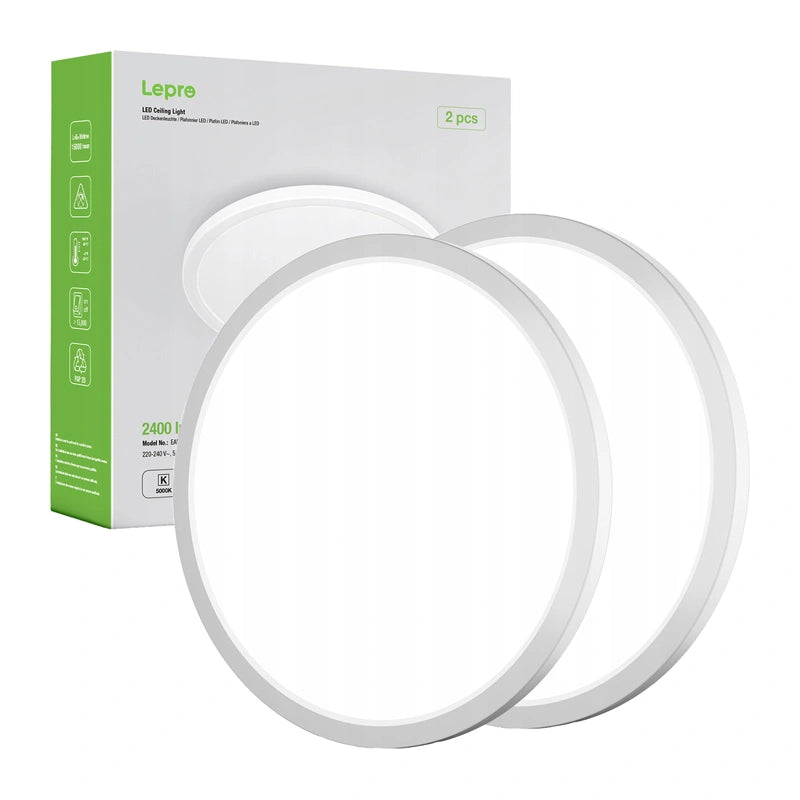 LEPRO 1500038-DW-EU-2 Ceiling Light, 18W, 1800 lm, 2-pack - Image 1