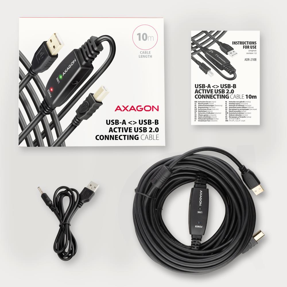 CABLE USB2.0 A-M/B-M ACTIVE/10M ADR-210B AXAGON