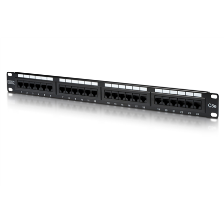 Digitus | Patch Panel | DN-91524U | 48.2 x 4.4 x 10.9 cm | Category: CAT 5e; Ports: 24 x RJ45; Retention strength: 7.7 k
