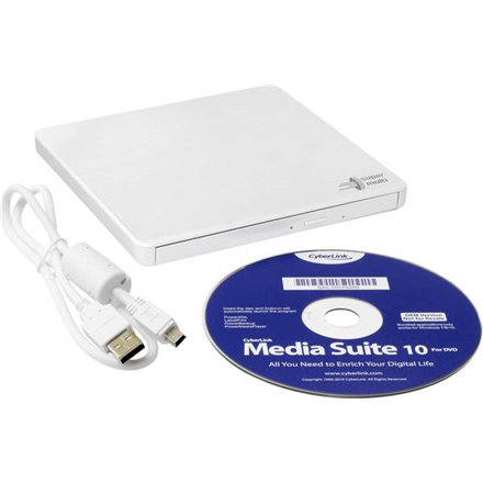 H.L Data Storage | Ultra Slim Portable DVD-Writer | GP60NW60 | Interface USB 2.0 | DVD±R/RW | CD read speed 24 x | CD wr