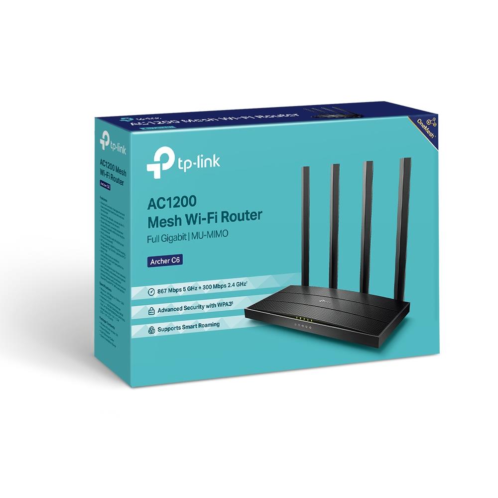 Wireless Router TP-LINK Wireless Router 1200 Mbps Wi-Fi 5 1 WAN 4x10/100/1000M Number of antennas 4 ARCHERC6