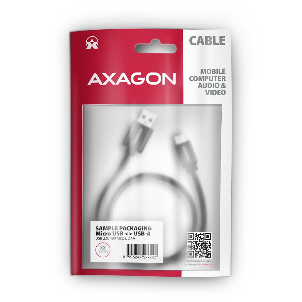CABLE USB2.0 TO MICRO-USB 2M/HQ BLK BUMM-AM20AB AXAGON