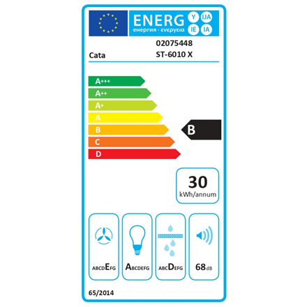 CATA ST-6010 X | Hood | Chimney Wall mounted | Energy efficiency class B | Width 60 cm | Mechanical control | 301 m³/h |