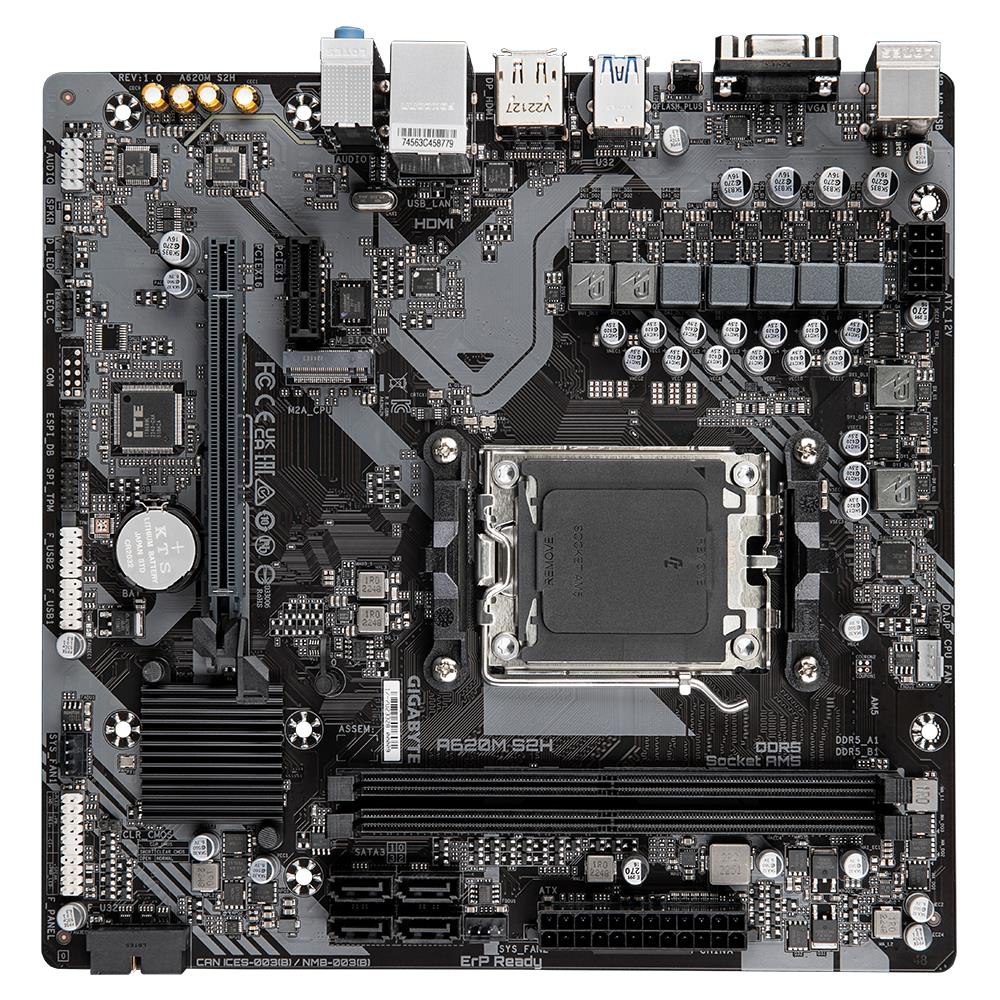Mainboard GIGABYTE AMD A620 Socket AM5 micro ATX RAM DDR5-SDRAM 2xSlots 1xPCI Express x1 slots 1xPCI Express x16 slots 1xNumber of M.2 (M) slots A620MS2H2.2