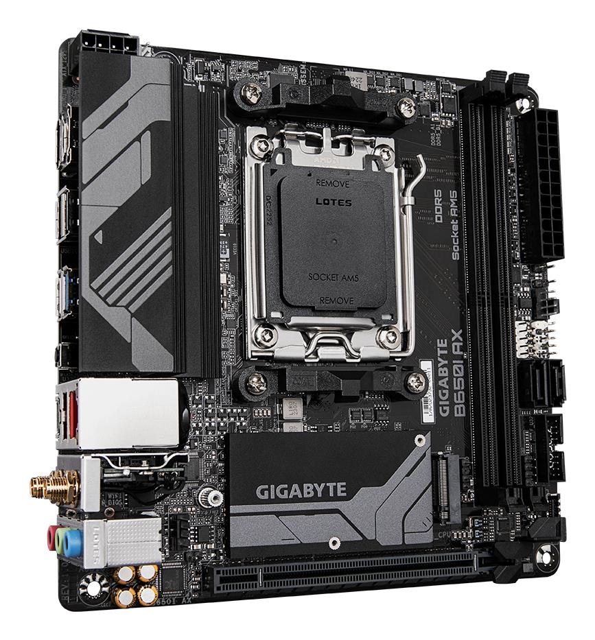 Mainboard GIGABYTE AMD B650 Socket AM5 mini ITX RAM DDR5-SDRAM 2xSlots Wi-Fi Yes Bluetooth Yes 1xNumber of M.2 (M) slots B650IAX1.2