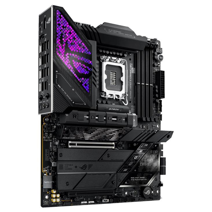 Mainboard ASUS Intel Z890 LGA1851 ATX Memory DDR5 Memory slots 4 1xPCI-Express 4.0 16x 1xPCI-Express 5.0 16x 7xM.2 1xHDMI 1xDisplayPort 1xAudio-In 1xAudio-Out 3xUSB 3.0 7xUSB 3.1 2xUSB-C 2xUSB-C w/Thunderbolt 1xOptical S/PDIF 1xRJ45 ROGSTRIXZ890-EGAMWIFI
