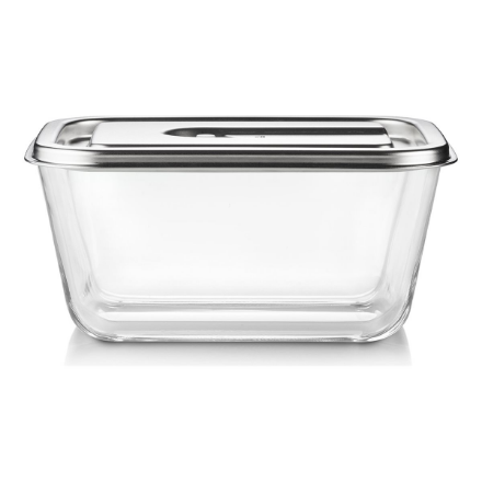 Caso Glass Vacuum Container with Stainless Steel Lid | VacuBoxx Inox XL | Transparent