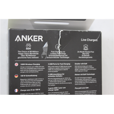 SALE OUT. Anker Prime Charging Base for Power Bank, 100W | A1902311 | Black | UNPACKED, DAMAGED PACKAGING, SCRATCHED
