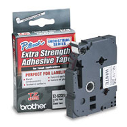 Brother | TZ-S231 Strong Adhesive Laminated Tape | Black on White | TZe | 8 m | 1.2 cm