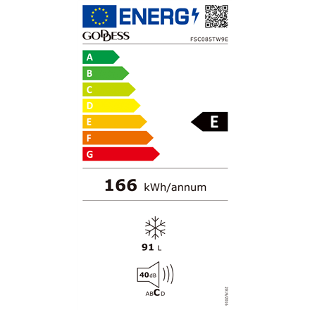 Goddess | Freezer | GODFSC085TW9E | Energy efficiency class E | Upright | Free standing | Height 85 cm | Total net capac