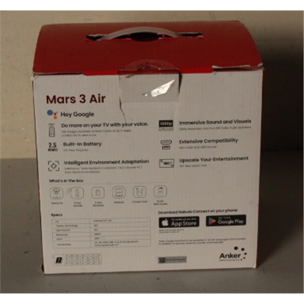 SALE OUT. Anker Nebula Mars 3 Air Google TV Projector with Built-In Netflix | Full HD (1920x1080) | 400 ANSI lumens | Bl