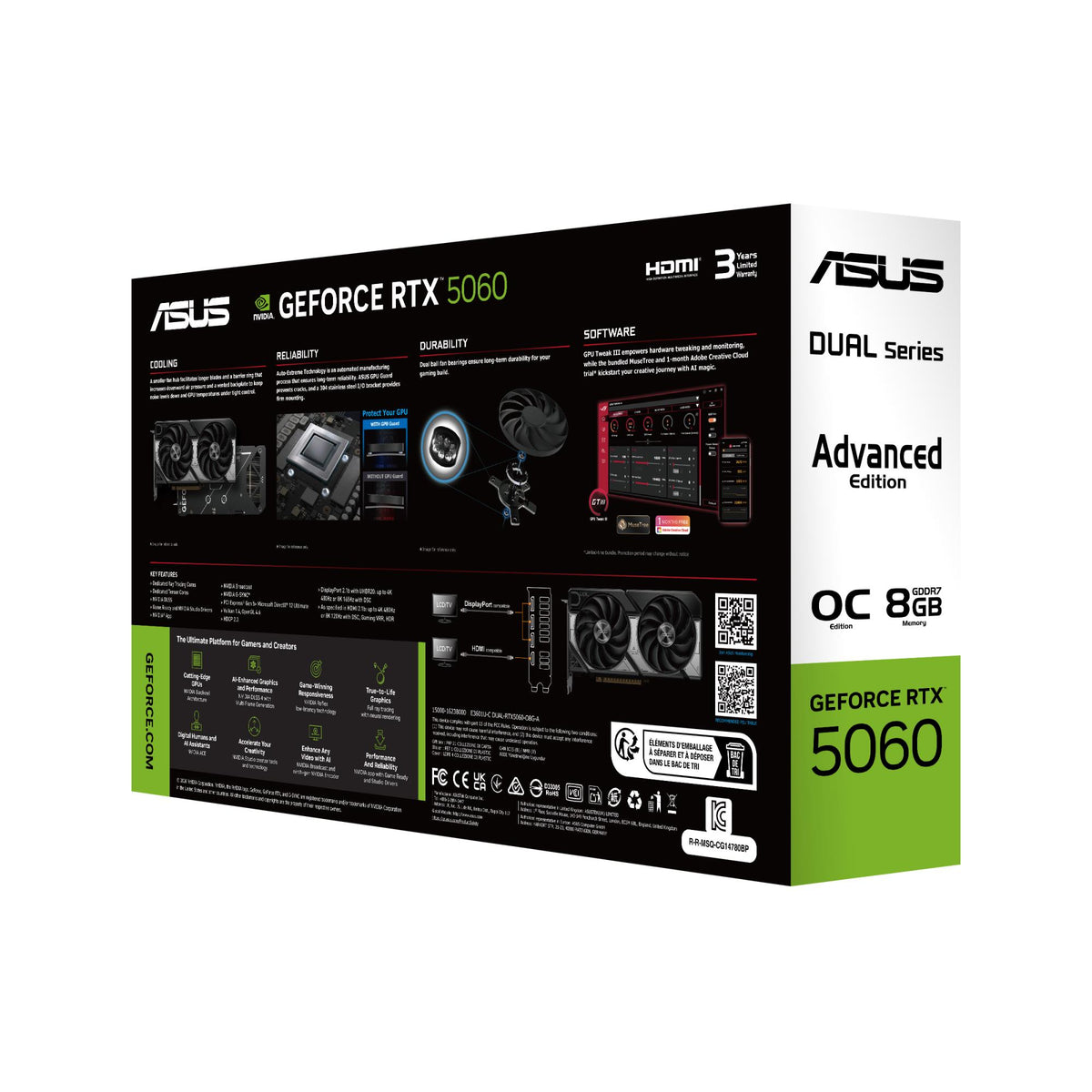 Graphics Card ASUS NVIDIA GeForce RTX 5060 8 GB GDDR7 128 bit PCI Express 5.0 Active DUAL-RTX5060-O8G-A