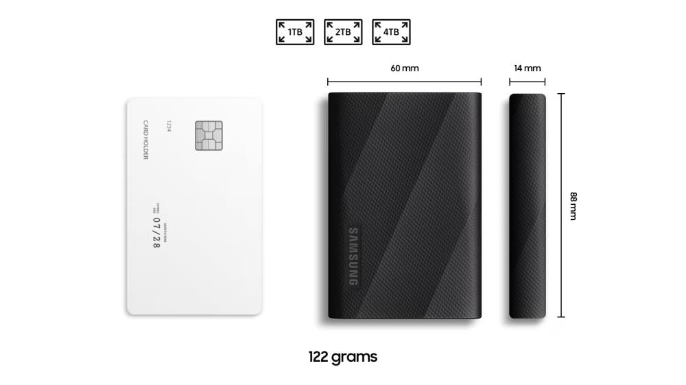 External SSD SAMSUNG T9 2TB USB 3.2 Write speed 1950 MBytes/sec Read speed 2000 MBytes/sec MU-PG2T0B/EU
