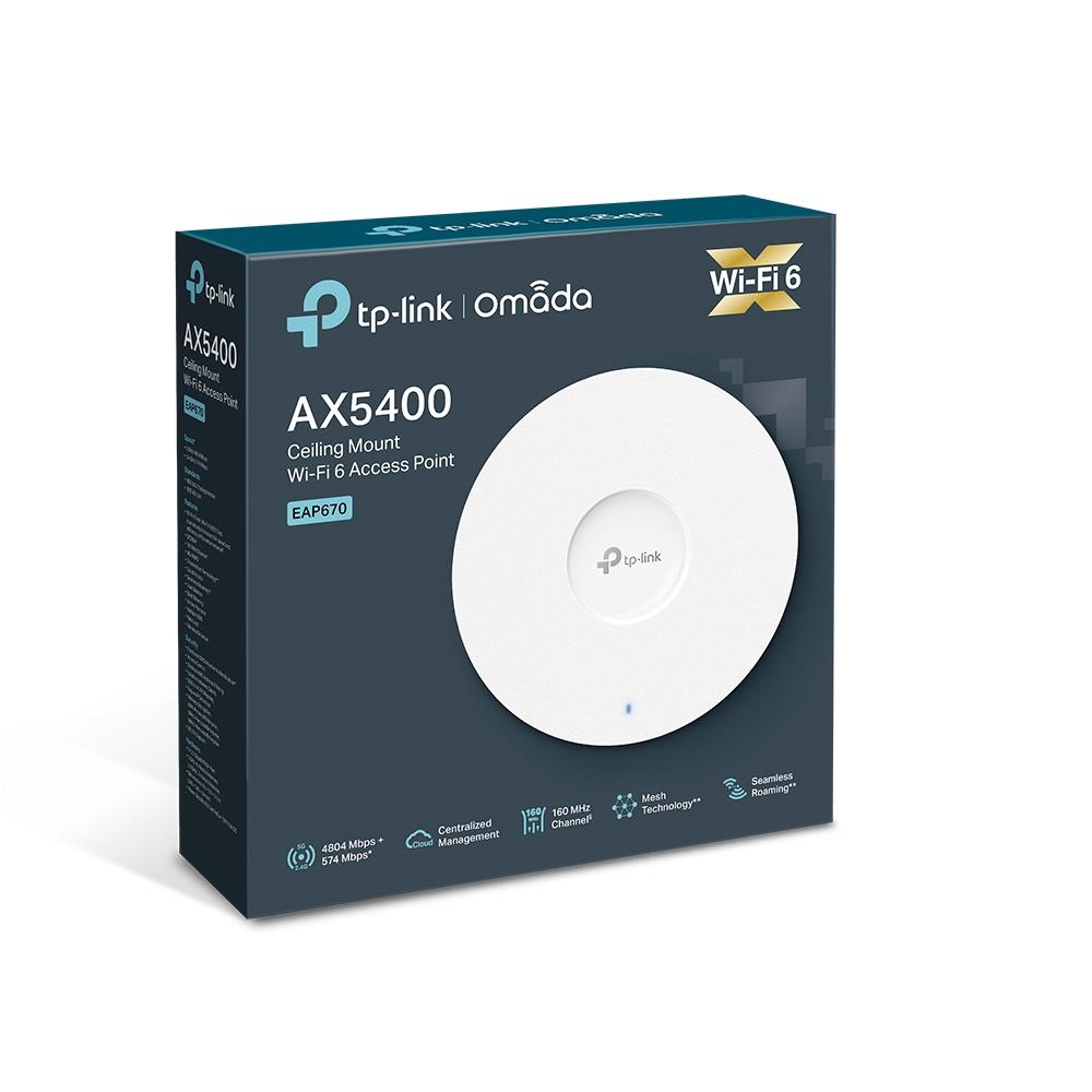 Access Point TP-LINK Omada 5378 Mbps IEEE 802.11a/b/g IEEE 802.11n IEEE 802.11ac IEEE 802.11ax 1xRJ45 EAP670