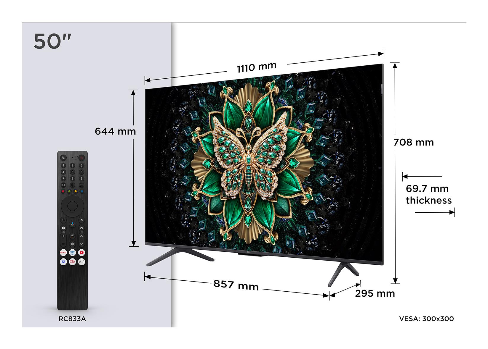 TV Set TCL 50 " 4K Ultra HD 3840 x 2160 pixels Flat 16:9 QD-Mini LED 50C69K