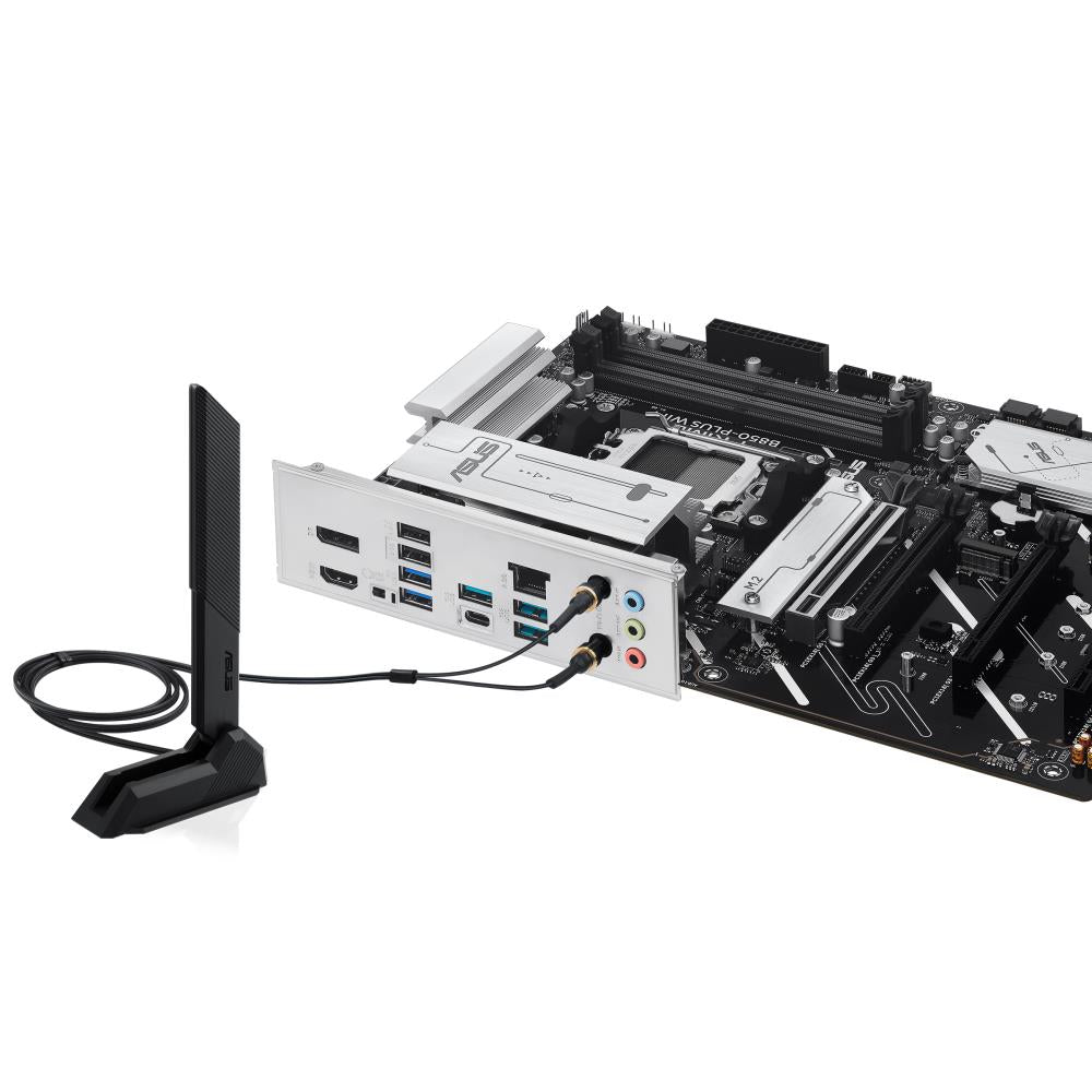 Mainboard ASUS AMD B850 SAM5 ATX Memory DDR5 Memory slots 4 2xPCI-Express 3.0 16x 1xPCI-Express 4.0 16x 1xPCI-Express 5.0 16x 3xM.2 1xHDMI 1xDisplayPort 3xUSB 2.0 5xUSB 3.2 type B 2xUSB-C 3xAudio port PRIMEB850-PLUSWIFI