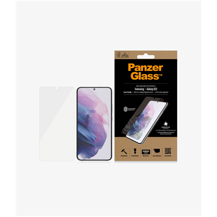 PanzerGlass | Samsung | Galaxy S22 | Tempered glass | Transparent | Case friendly. Compatible with ultrasonic fingerprin