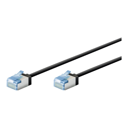 Goobay 74315 Ultra-Flexible CAT 6A Patch Cable, Slim, U/FTP, 0.15 m, Black | Goobay
