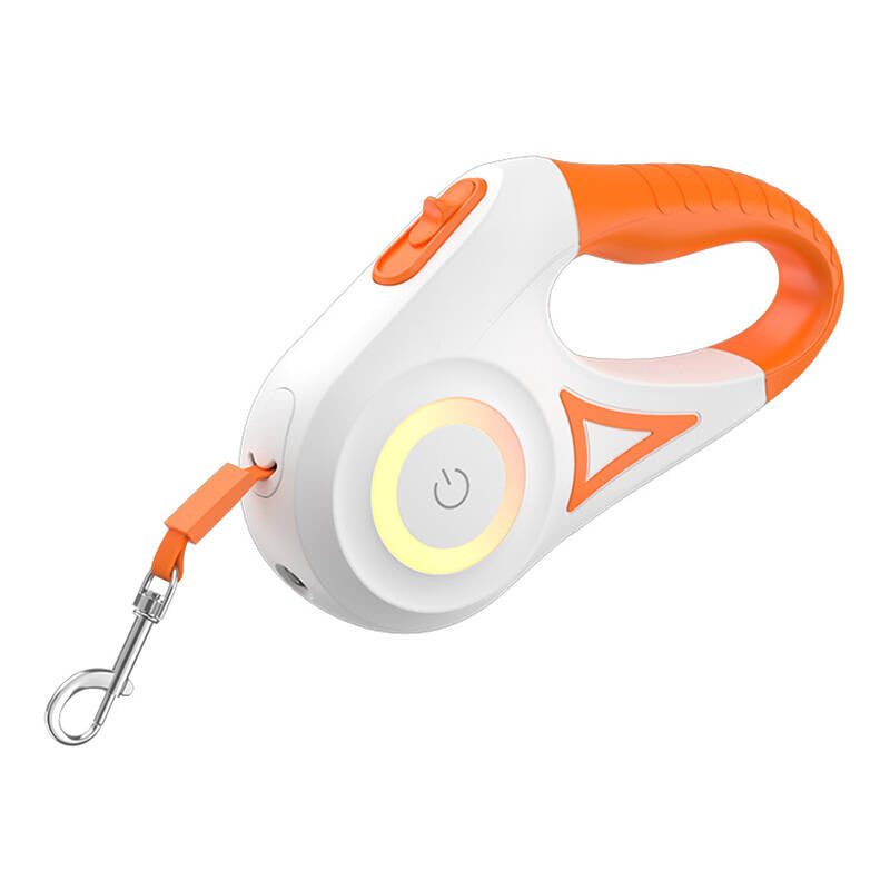 Rojeco Dog Automatic Leash LED 5 m (white and orange) - Image 1
