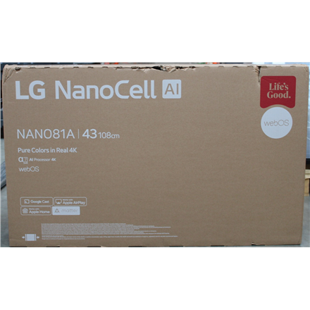 SALE OUT. LG 43NANO81A3A 43" (109 cm) LED LCD TV | SALE OUT. | LG 43NANO81A3A | 43 | Smart TV | webOS 25 | UHD | DAMAGED
