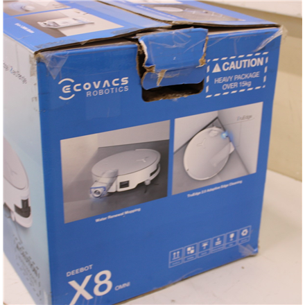 SALE OUT. Ecovacs DEEBOT X8 OMNI Vacuum cleaner, Robot, Wet&Dry, 18000Pa, TruEdge 2.0, AIVI 3D 3.0, YIKO-GPT, White+Auto