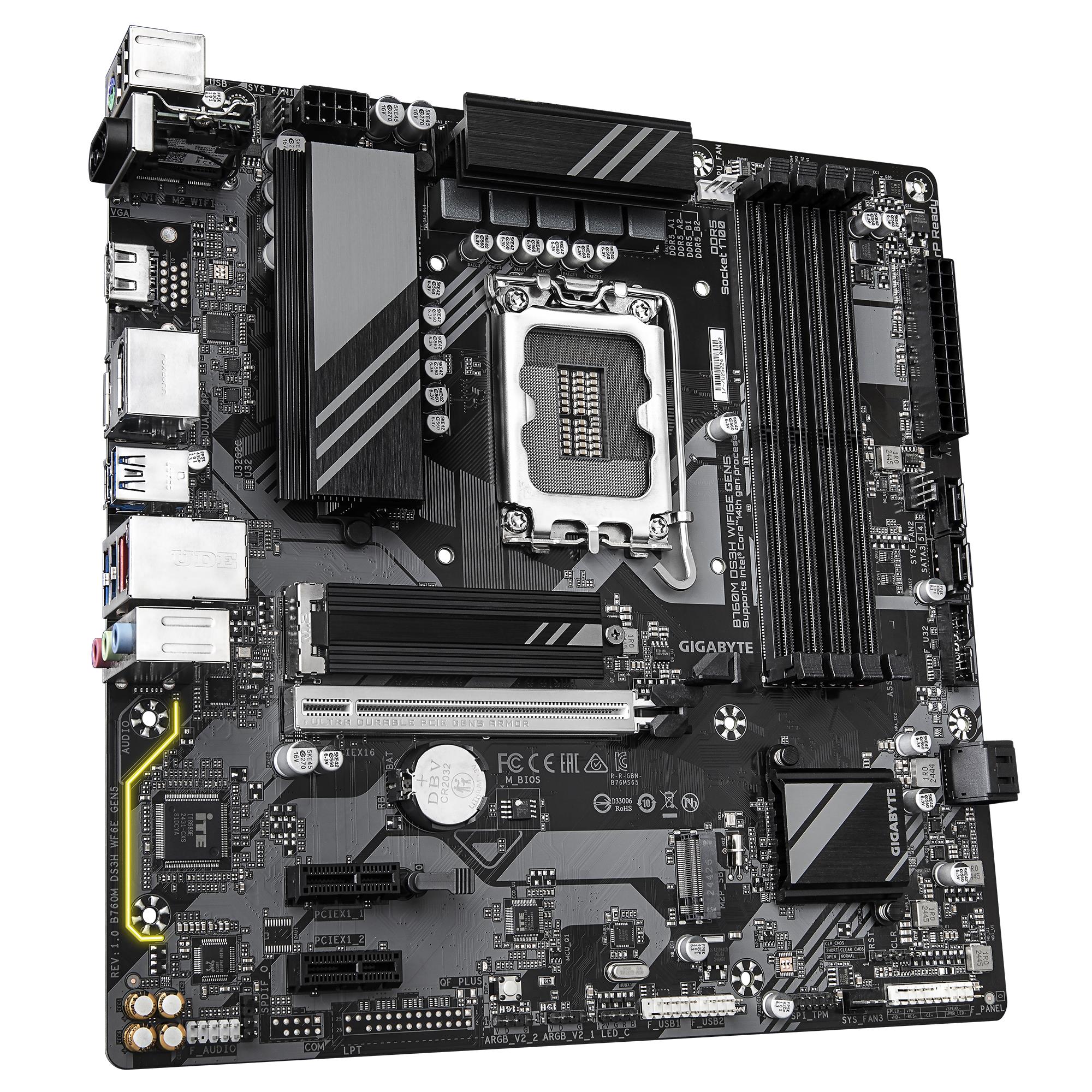Mainboard GIGABYTE Intel B760 Express LGA1700 Micro-ATX Memory DDR5 Memory slots 4 B760MDS3HWF6EGEN5