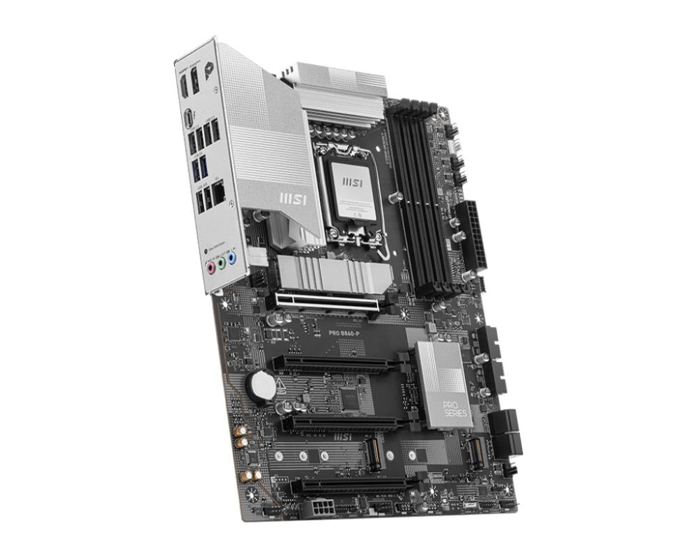 Mainboard MSI Intel B860 Express LGA1851 ATX Memory DDR5 Memory slots 4 4xPCI-Express 16x 1xHDMI 1xDisplayPort 1xAudio-In 1xAudio-Out 1xMicrophone 4xUSB 2.0 2xUSB 3.0 2xUSB 3.2 1xUSB-C w/Thunderbolt 1xRJ45 PROB860-P
