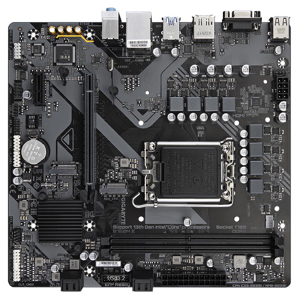 Mainboard GIGABYTE Intel B760 Express LGA1700 Micro-ATX Memory DDR5 Memory slots 2 B760ME1.0