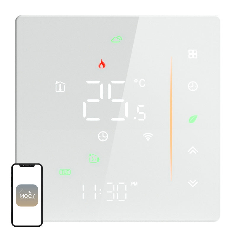 MOES WHT-006-GB-WH Wi-Fi Thermostat for Electric Heating (White) - Image 1
