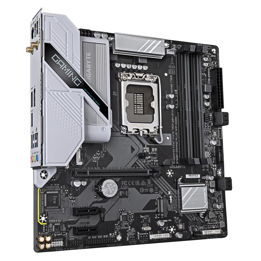 Mainboard GIGABYTE Intel B760 Express LGA1700 Micro-ATX Memory DDR4 Memory slots 4 2xPCI-Express 3.0 1x 1xPCI-Express 4.0 16x 2xM.2 1xHDMI 1xDisplayPort 2xUSB 2.0 1xUSB 3.2 1xUSB-C 1xPS/2 1xOptical S/PDIF 1xRJ45 3xAudio port B760MGPWIFIDDR41.0