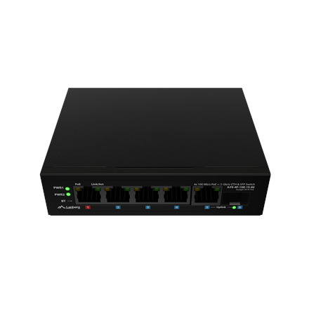 Lanberg Switch PoE 1xBT 3xAT SFP/ETH Din Unmanagment Fast Ethernet | ILFE-4P-1GE-1S-90