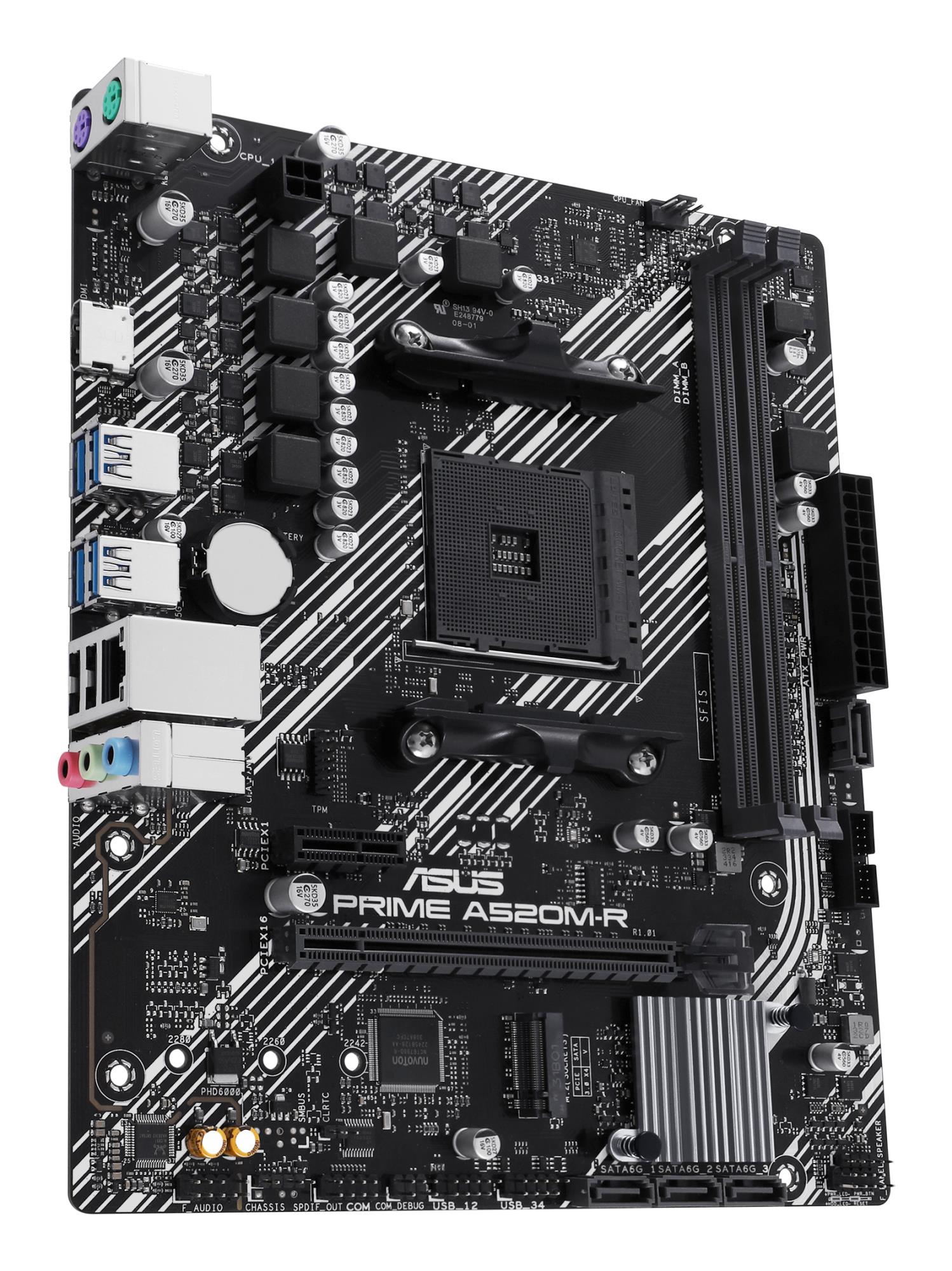 Mainboard ASUS AMD A520 SAM4 Micro-ATX Memory DDR4 Memory slots 2 1xPCI-Express 3.0 1x 1xPCI-Express 3.0 16x 1xM.2 1xHDMI 2xUSB 2.0 4xUSB 3.1 2xPS/2 1xRJ45 3xAudio port PRIMEA520M-R