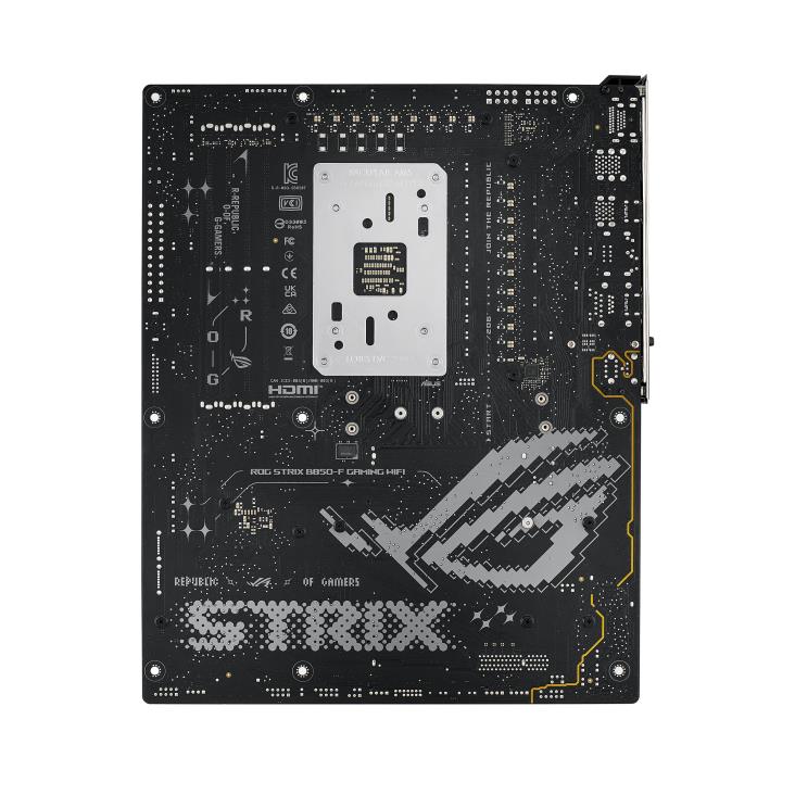 Mainboard ASUS AMD B850 SAM5 ATX Memory DDR5 Memory slots 4 1xPCI-Express 4.0 16x 1xPCI-Express 5.0 16x 4xM.2 1xHDMI 1xDisplayPort 12xUSB 2.0 3xUSB-C 1xUSB-C w/Thunderbolt 1xOptical S/PDIF 1xRJ45 2xAudio port STRIXB850-FGAMINGWIFI