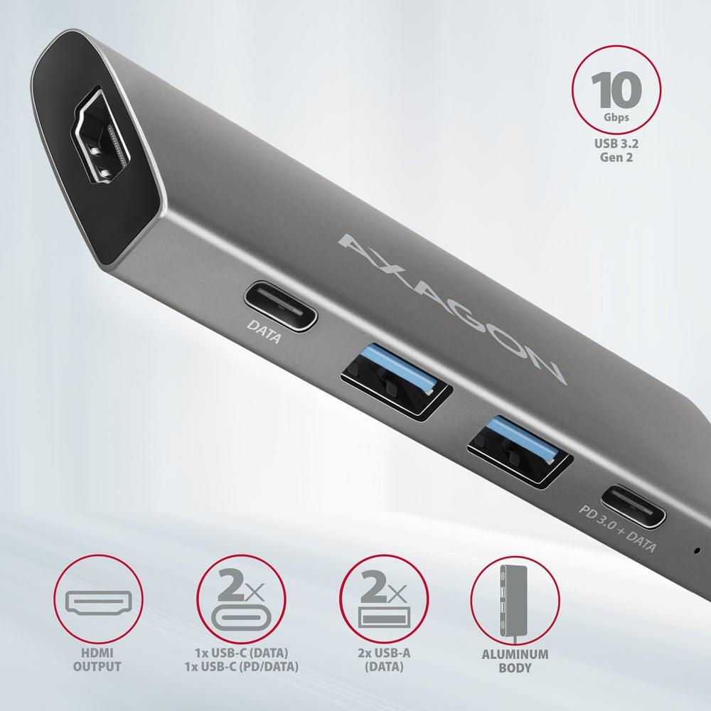 I/O HUB USB-C 5IN1/0.13M HMC-5G21 AXAGON