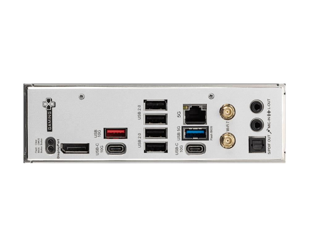 Mainboard MSI AMD B850 SAM5 ATX Memory DDR5 Memory slots 4 4xPCI-Express 16x 3xM.2 1xDisplayPort 1xAudio-In 1xAudio-Out 1xMicrophone 4xUSB 2.0 2xUSB 3.2 2xUSB-C 1xOptical S/PDIF 1xRJ45 B850GAMINGPLUSWIFI