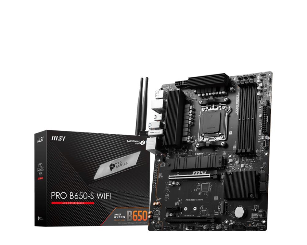 Mainboard MSI AMD B650 SAM5 ATX Memory DDR5 Memory slots 4 1xPCI-Express 1x 2xPCI-Express 16x 2xM.2 1xHDMI 1xDisplayPort 7xUSB 3.2 1xUSB-C 1xRJ45 6xAudio port PROB650-SWIFI