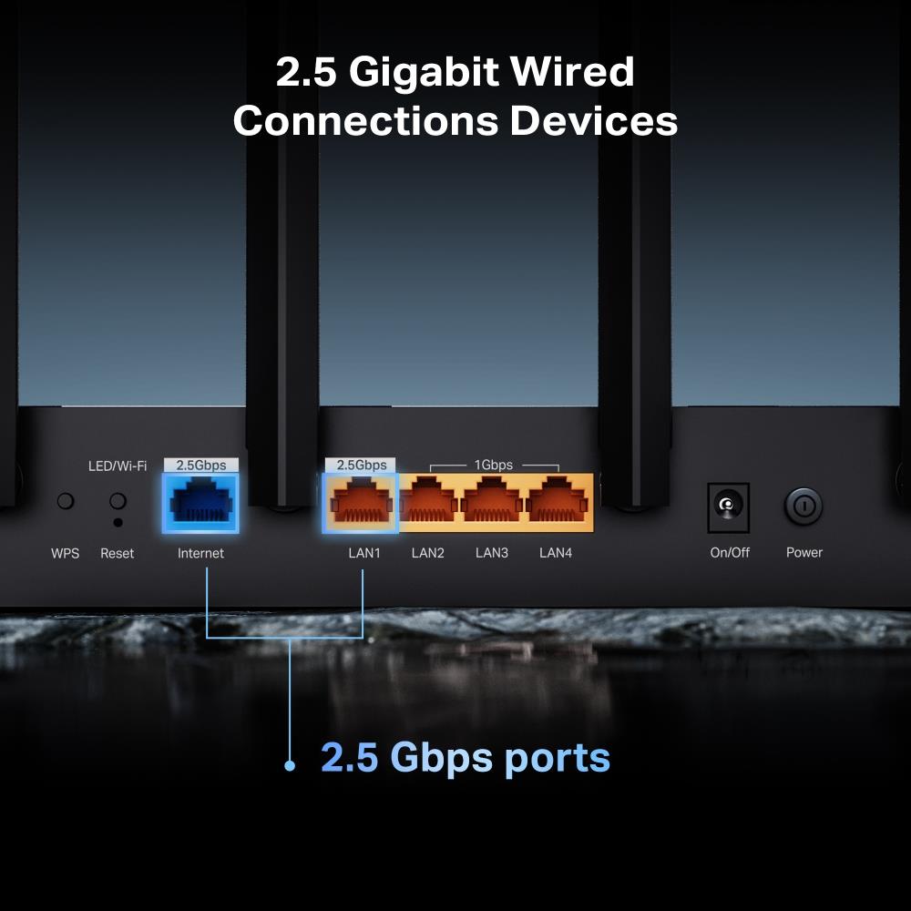 Wireless Router TP-LINK Wireless Router 6500 Mbps Wi-Fi 7 3x10/100/1000M 1x2.5GbE LAN \ WAN ports 1 Number of antennas 6 ARCHERBE400
