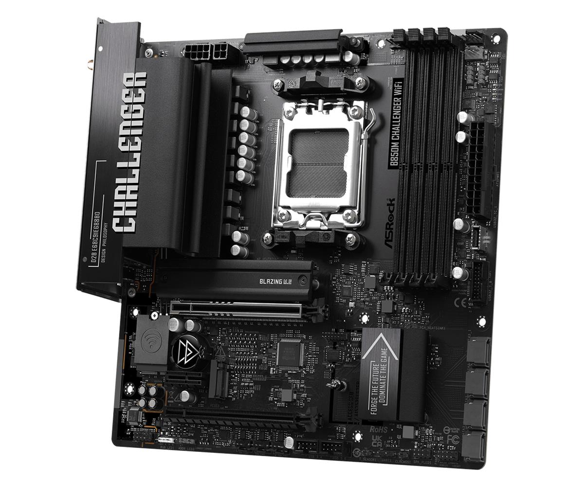 Mainboard ASROCK AMD B850 Socket AM5 micro ATX RAM DDR5-SDRAM 4xSlots Wi-Fi Yes Bluetooth Yes 1xNumber of M.2 (M) slots B850MCHALLENGERWIFI