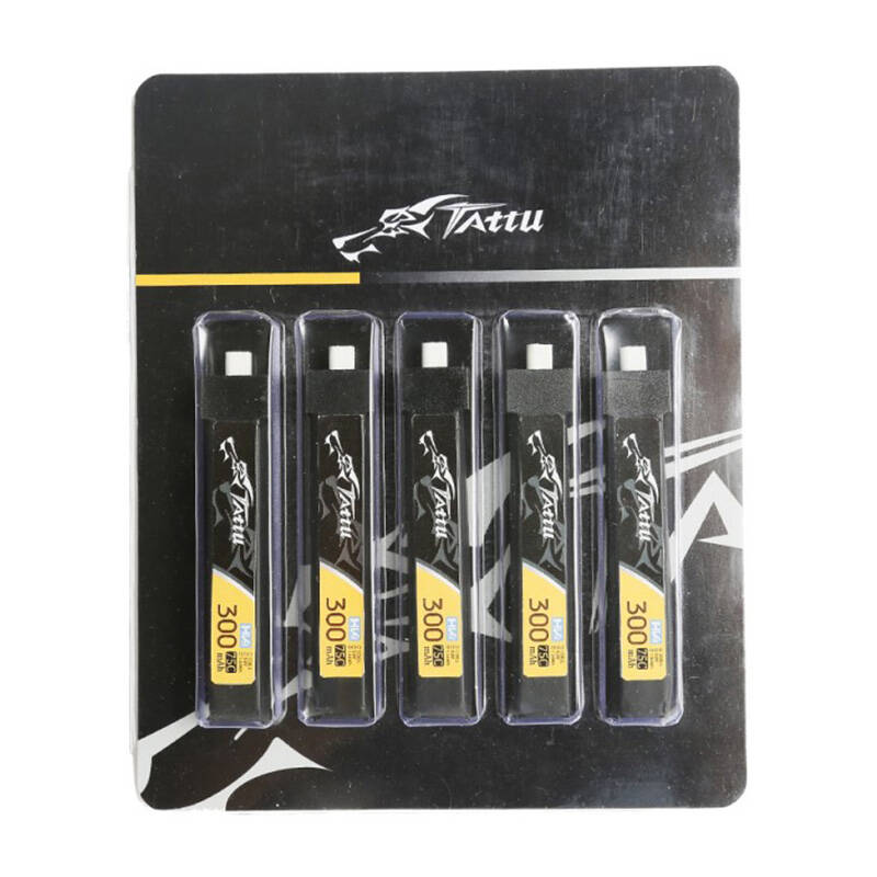 Tattu LiPo 300mAh 3.8V 75C 1S1P HV BT2.0.5 battery (5pcs) - Image 1