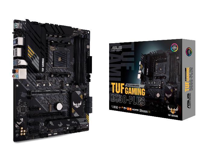 Mainboard ASUS AMD B550 SAM4 ATX 3xPCI-Express 3.0 1x 1xPCI-Express 3.0 16x 2xM.2 1xPCI-Express 4.0 16x Memory DDR4 Memory slots 4 1xHDMI 1xDisplayPort 1xUSB type C 5xUSB 3.2 1xOptical S/PDIF 1xRJ45 5xAudio port TUFGAMINGB550-PLUS
