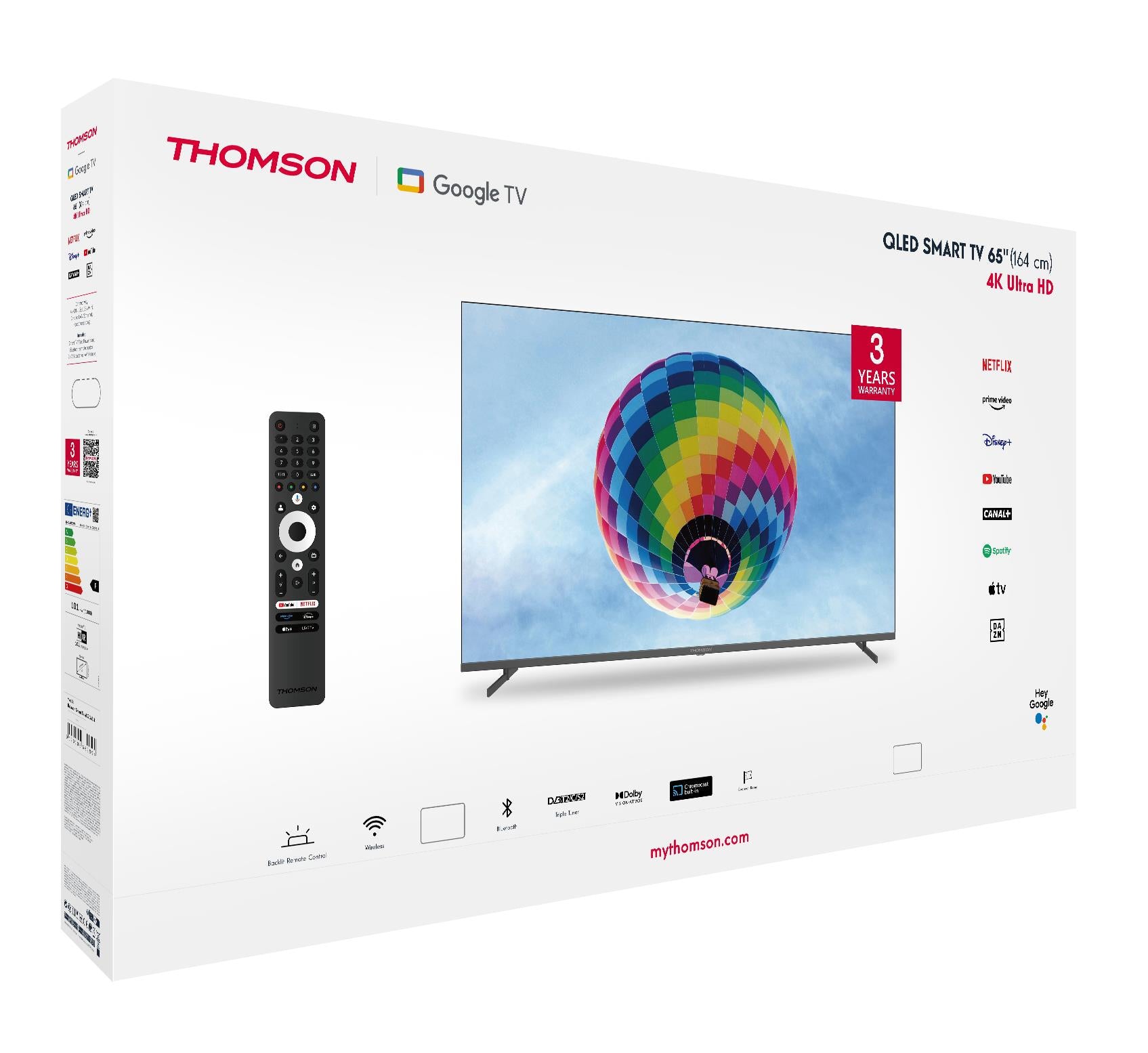 TV Set THOMSON 65" 4K/Smart QLED 3840x2160 Wireless LAN Bluetooth Google TV Dark Grey 65QG4S14