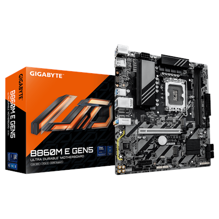 Gigabyte B860M E GEN5 | Processor family Intel | Processor socket LGA1851 | DDR5 | Number of SATA connectors 4 | Support