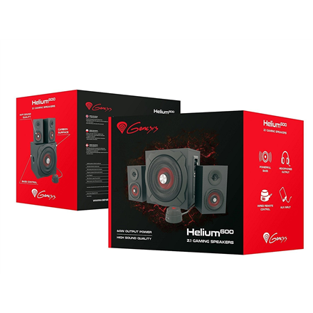 GENESIS Helium 610BT Computer Speakers, Wired, Bluetooth, Black | Genesis | Helium 610BT | Bluetooth | Red/Black
