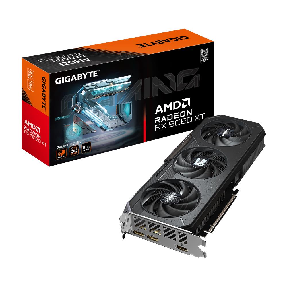 Graphics Card GIGABYTE AMD Radeon RX 9060 XT 16 GB GDDR6 128 bit PCIE 5.0 16x Triple slot Fansink GV-R9060XTGAMINGOC-16GD