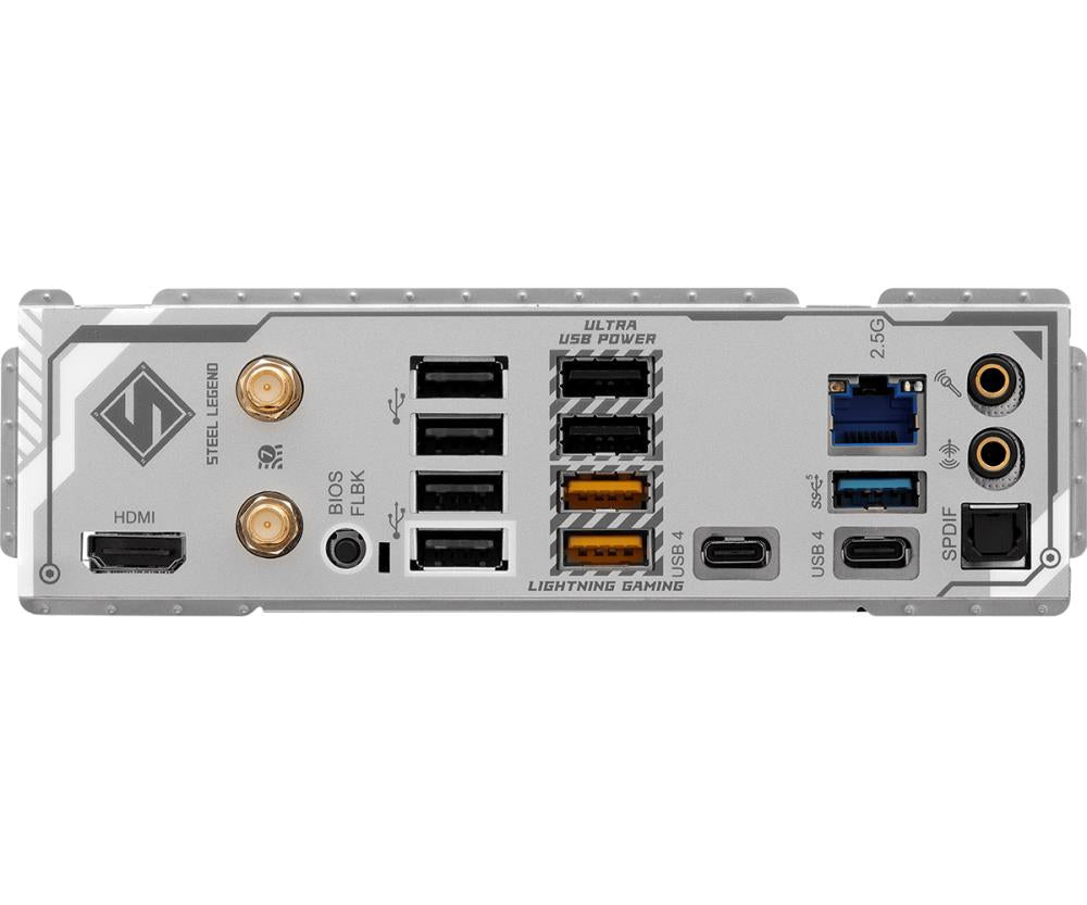 Mainboard ASROCK AMD X870 SAM5 ATX Memory DDR5 Memory slots 4 1xPCI-Express 4.0 16x 1xPCI-Express 5.0 16x 4xM.2 1xHDMI 4xUSB 2.0 5xUSB 3.2 2xUSB-C 1xOptical S/PDIF 1xRJ45 2xAudio port X870STEELLEGENDWIFI