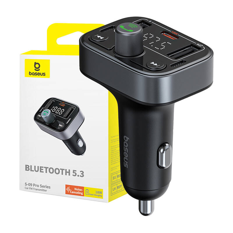 FM Transmitter Baseus S-09 Pro, Bluetooth (black) - Image 1
