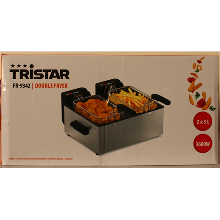 SALE OUT. Tristar FR-9342 Double deep fryer, Total capacity 6 L, 3600 W, Stainless Steel/Black | Tristar Double deep fry