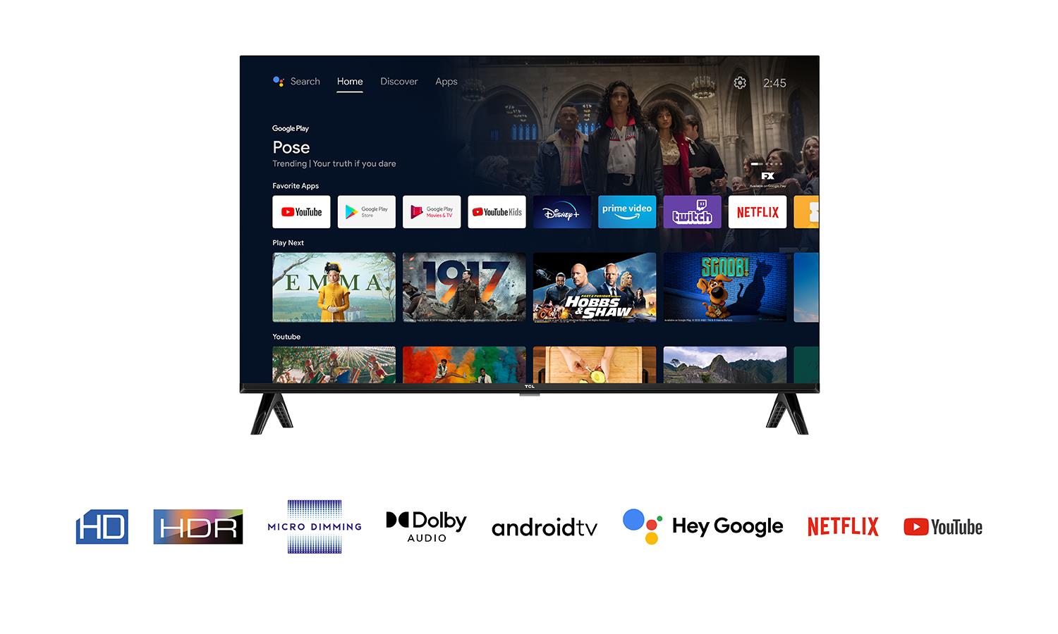 TV Set TCL 32" Smart/HD 1366x768 Wireless LAN Android TV 32S5400A
