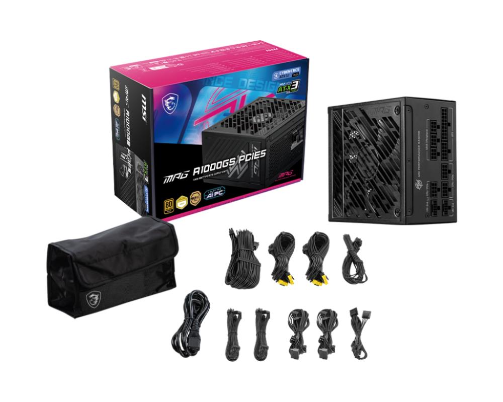 Power Supply MSI MPG A1000GS PCIE5 1000 Watts Efficiency 80 PLUS GOLD MPGA1000GSPCIE5