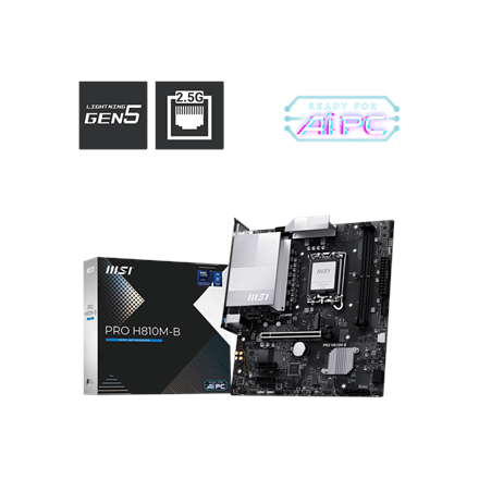 MSI PRO H810M-B | Processor family Intel H810 | Processor socket LGA1851 | DDR5 | Supported hard disk drive interfaces S